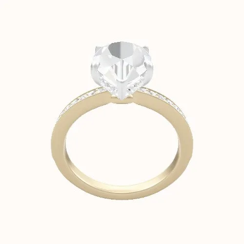Micropave Engagement Ring With Low Set Pave  Hidden Halo Head